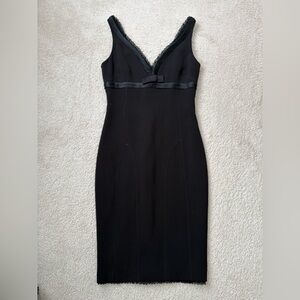 Elegant Italian Made Black Midi Dress by Sandro Ferrone Size 4 / Size S